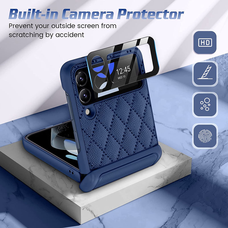 Galaxy Z Flip 4 Case 5G Hinge Protection Camera Screen Protector Case - Blue - Gorilla Cases