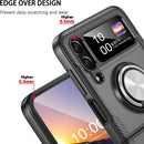 Galaxy Z Flip 4 Case Ring Stand Tempered Glass Camera Protector Case (Clear)