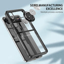 Galaxy Z Flip 4 Case Ring Stand Tempered Glass Camera Protector Case (Clear)