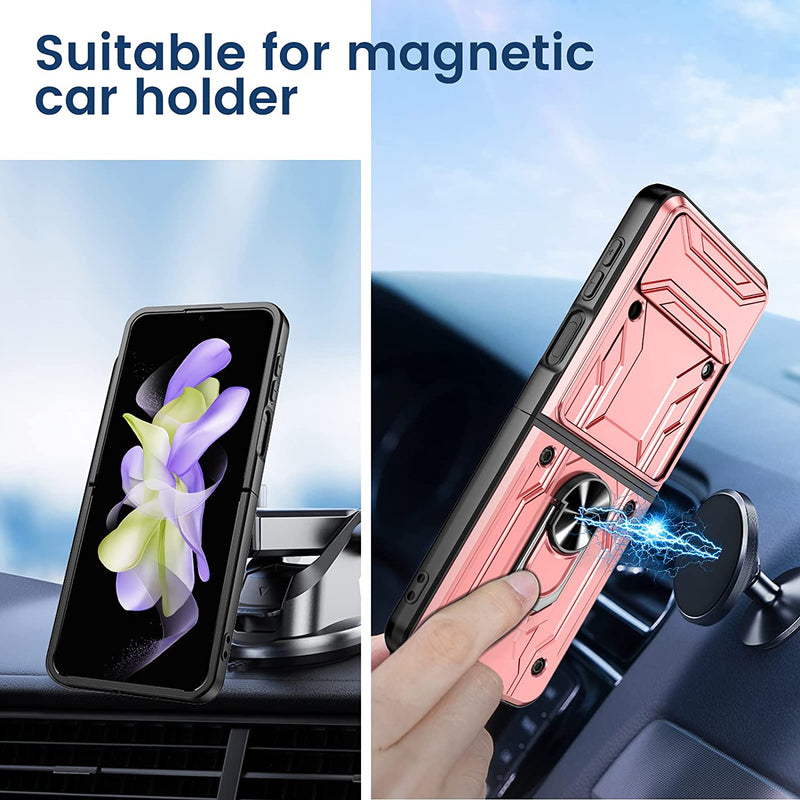 Galaxy Z Flip 4 Case with Kickstand, Slide Camera Cover Case - Rose Pink - Gorilla Cases