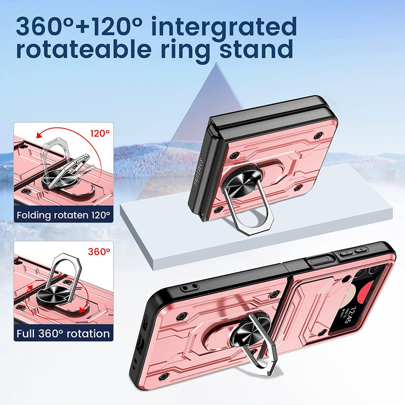 Galaxy Z Flip 4 Case with Kickstand, Slide Camera Cover Case - Rose Pink - Gorilla Cases