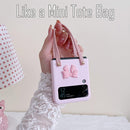 Galaxy Z Flip 4 Case with Strap Bracelet, Cute 3D Bear Z Flip 4 Case Purple