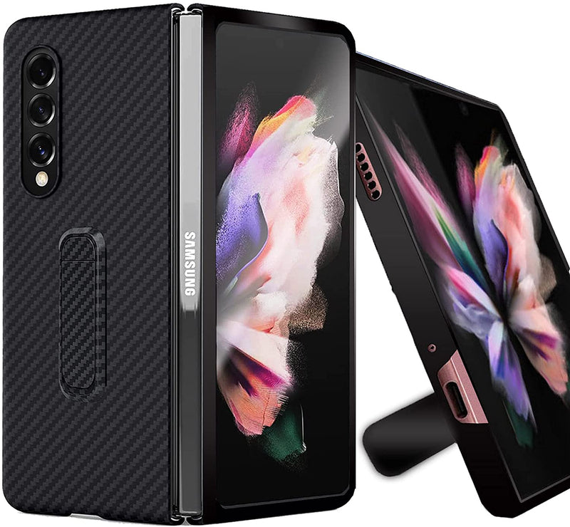 Galaxy Z Fold 3 Carbon Fiber Protection Leather Case Round - Gorilla Cases