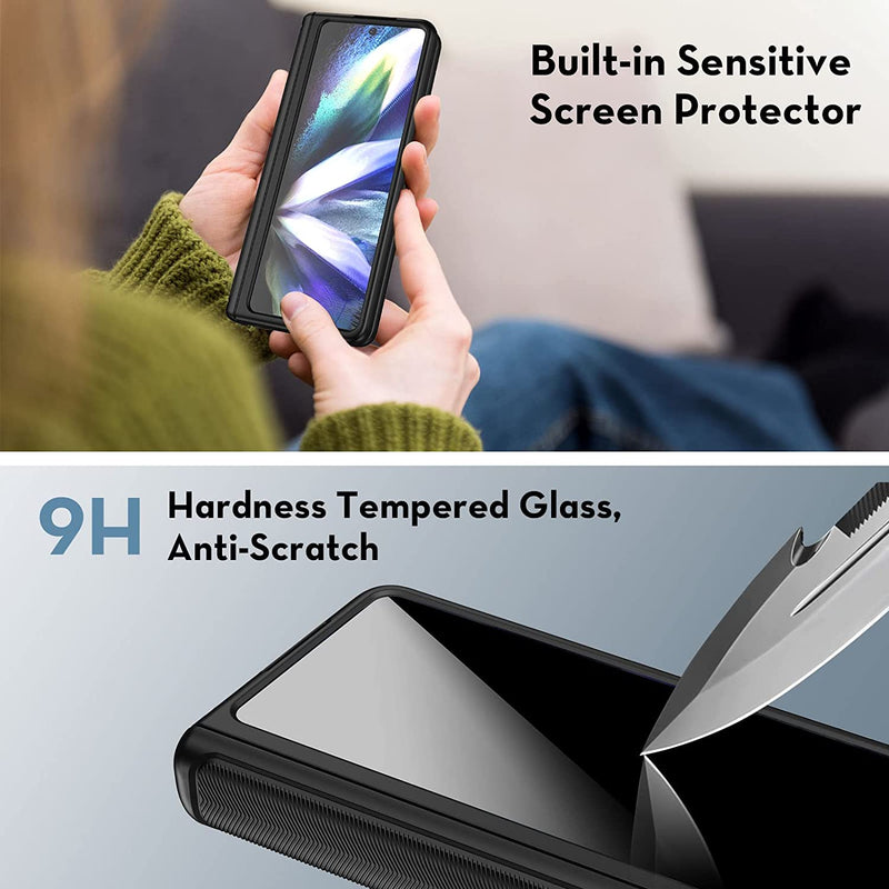 Galaxy Z Fold 4 Case Hinge Protection & Screen Protector Fiber Black - Gorilla Cases