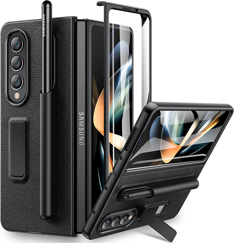 Galaxy Z Fold 4 Case, Samsung Z Fold 4 Case Screen Protector & S Pen Carbon Fiber Black - Gorilla Cases