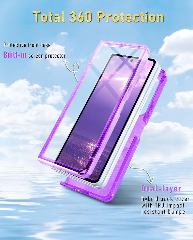 Galaxy Z Fold 5 Kickstand Magnetic Marble Case 7.6 inch Purple - Gorilla Cases