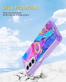 Galaxy Z Fold 5 Kickstand Magnetic Marble Case 7.6 inch Purple