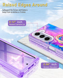 Galaxy Z Fold 5 Kickstand Magnetic Marble Case 7.6 inch Purple