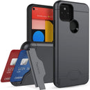 Google Pixel 5, Dual Layer Case h Card Slot Holder and Kickstand - Purple