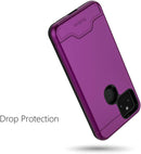 Google Pixel 5, Dual Layer Case h Card Slot Holder and Kickstand - Purple