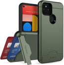 Google Pixel 5, Dual Layer Case h Card Slot Holder and Kickstand - Purple