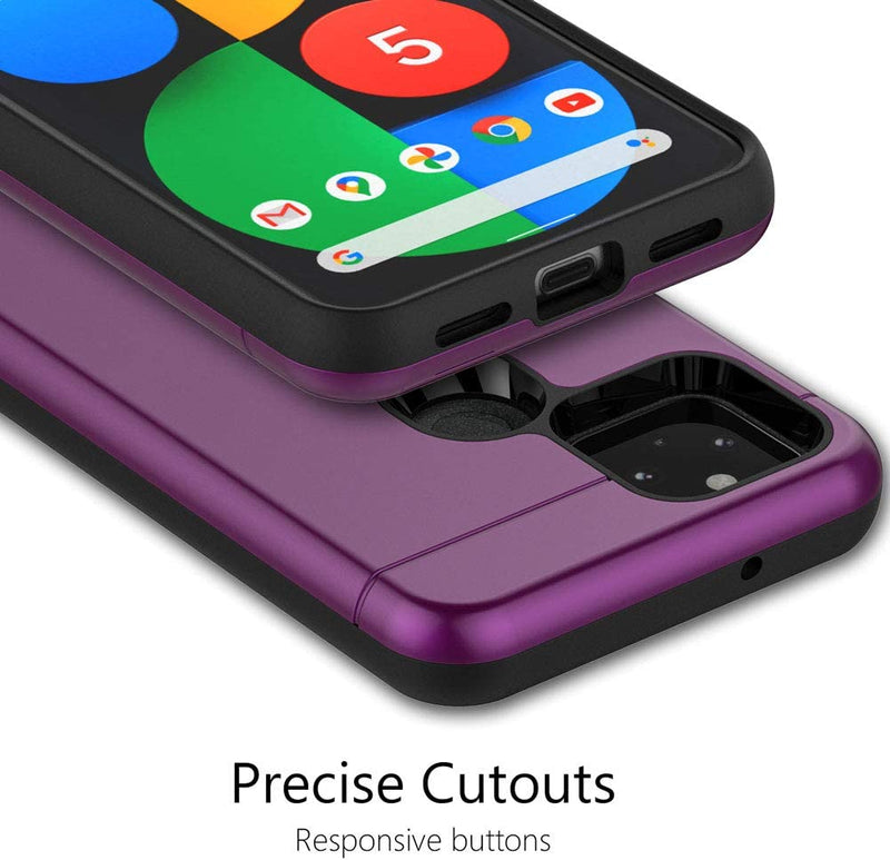 Google Pixel 5, Dual Layer Case h Card Slot Holder and Kickstand - Purple - Gorilla Cases