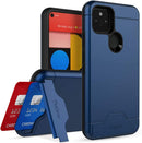 Google Pixel 5, Dual Layer Case h Card Slot Holder and Kickstand - Purple