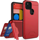 Google Pixel 5, Dual Layer Case h Card Slot Holder and Kickstand - Purple