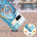 Google Pixel 7 Case, Heavy Duty Rotation Ring Kickstand Magnetic Car Case - Blue Marble