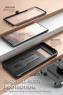 Google Pixel 7, Full - Body Rugged Belt - Clip & Kickstand Case Built - in Screen Protector Black