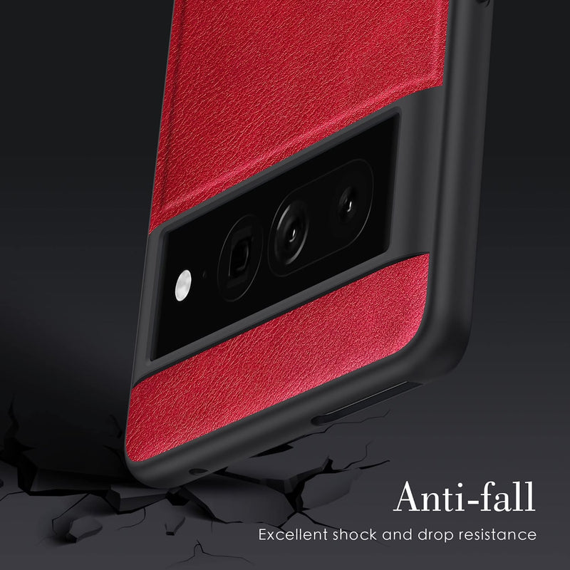 Google Pixel 7 Pro 5G Case, Premium Leather Soft Cover (6.7") Red - Gorilla Cases