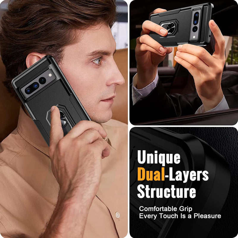 Google Pixel 7 Pro Case, [3 in 1] Pixel 7 Pro Case Glass 10FT Military Protection Phone Case Black - Gorilla Cases