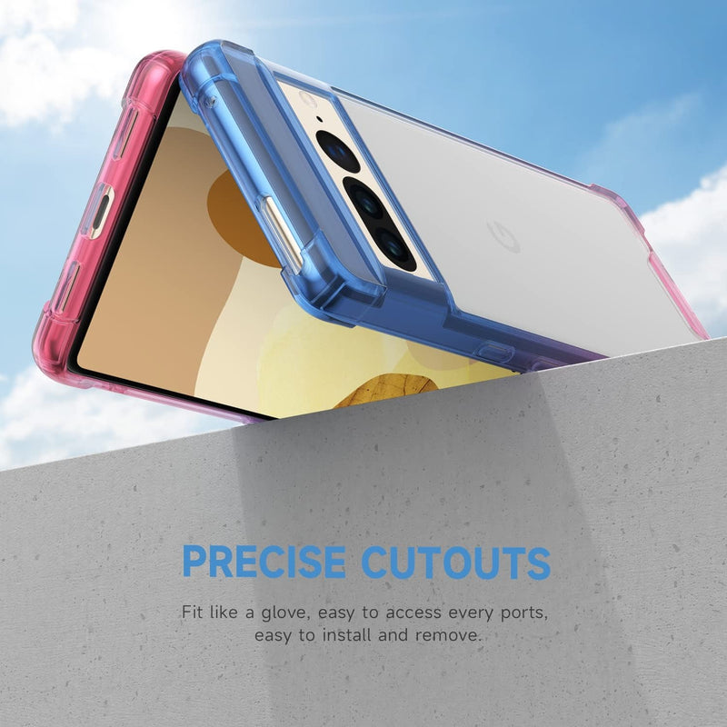 Google Pixel 7 Pro Case, Clear Cute Gradient Slim Phone Case Cover Blue Pink - Gorilla Cases