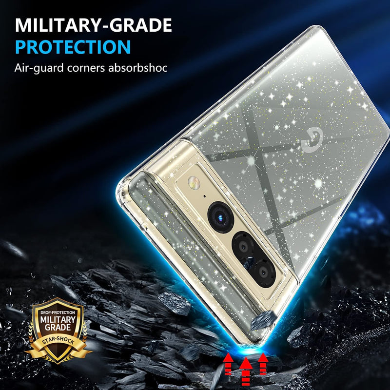 Google Pixel 7 Pro Case Glitter Phone Case, Soft TPU Back Sparkly Clear Case - Gorilla Cases