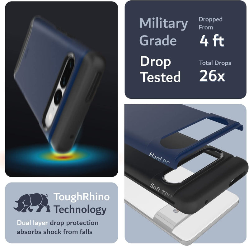 Google Pixel 7 Pro Case, Shockproof Dual Layer Military Grade Slim Heavy Phone Case Cover Indigo Blue - Gorilla Cases