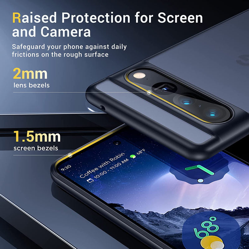 Google Pixel 7 Pro Case Translucent Hard Back Protective Slim Thin Matte Black Phone Cases Pixel 7 Pro