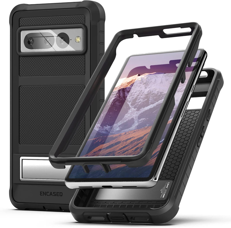 Google Pixel 7 PRO Full-Body Case with Metal Stand Black - Gorilla Cases
