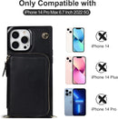 Hoerrye Crossbody Wallet Case Card Holder Leather Purse Lanyard Black