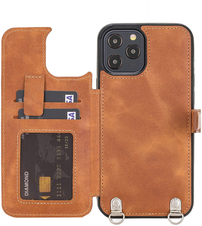 iPhone 12 Pro Max Leather Wallet Case – Handcrafted Leather Strap - Gorilla Cases