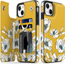iPhone 13 Case Flip Folio Leather Wallet Case Cover with Fashion Flower Designs