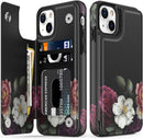 iPhone 13 Case Flip Folio Leather Wallet Case Cover with Fashion Flower Designs