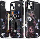 iPhone 13 Case Flip Folio Leather Wallet Case Cover with Fashion Flower Designs