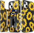 iPhone 13 Case Flip Folio Leather Wallet Case Cover with Fashion Flower Designs