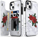 iPhone 13 Case Flip Folio Leather Wallet Case Cover with Fashion Flower Designs