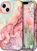 iPhone 13 Marble Pattern 3 in 1 Heavy Duty Shockproof Full Body Case