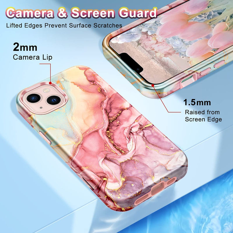 iPhone 13 Marble Pattern 3 in 1 Heavy Duty Shockproof Full Body Case - Gorilla Cases