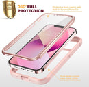 iPhone 13 Mini Case, Full Body Rugged Screen Protector Case (Crystal Pink)