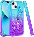 iPhone 13 Mini Glitter Bling Sparkle Floating Quicksand Soft TPU Protective Women Girls Phone Case