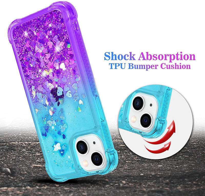 iPhone 13 Mini Glitter Bling Sparkle Floating Quicksand Soft TPU Protective Women Girls Phone Case - Gorilla Cases
