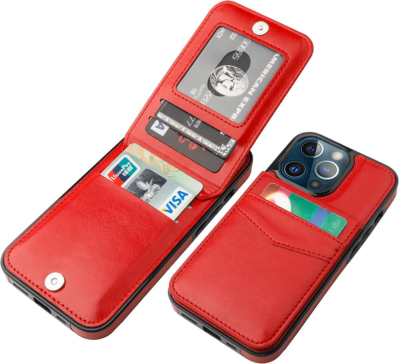 iPhone 13 Pro Case Wallet Credit Card Holder, Premium Leather Magnetic 6.1 inch Black - Gorilla Cases