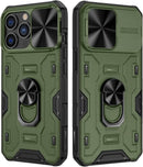 iPhone 13 Pro Kickstand Case Slide Lens Cover Mount Cover Case - Green
