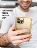iPhone 13 Pro Max 6.7 inch Dual Layer Rugged Bumper Case Screen Protector Beige/Gold
