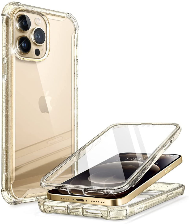 iPhone 13 Pro Max 6.7 inch Dual Layer Rugged Bumper Case Screen Protector Beige/Gold - Gorilla Cases