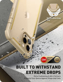 iPhone 13 Pro Max 6.7 inch Dual Layer Rugged Bumper Case Screen Protector Beige/Gold