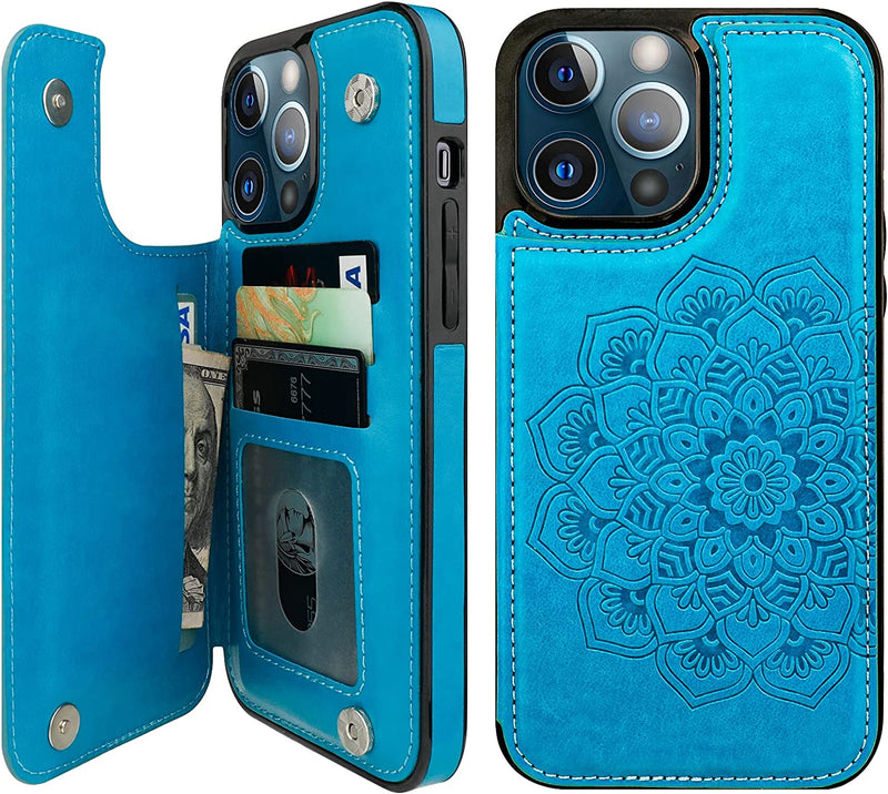 iPhone 13 Pro Max Case Wallet Card Holder Mount 6.7 Inch Blue - Gorilla Cases