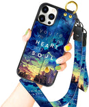 iPhone 13 Pro Max Case with Strap Kickstand Lanyard for Women