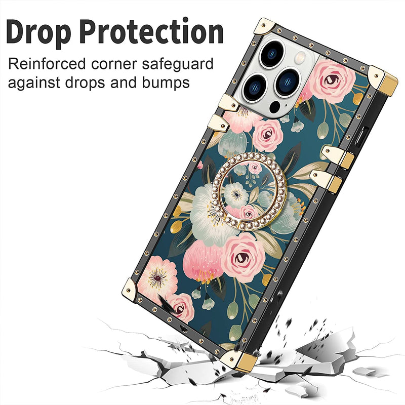 iPhone 13 Pro Max Flower Case with Kickstand Women Heavy Duty Flower Case - Gorilla Cases