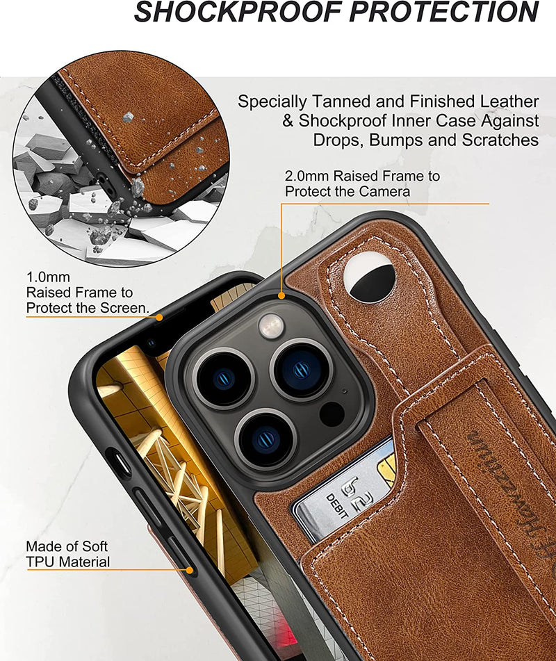 iPhone 13 Pro Max Wallet Case Protective Shockproof Brown - Gorilla Cases