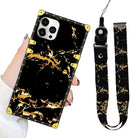 iPhone 13 Pro Max Women's Gold Glitter Case with Strap
