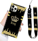 iPhone 13 Pro Max Women's Gold Glitter Case with Strap